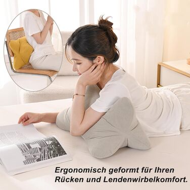 Подушка для шиї, подушка для читання, кістка для читання, валик для шиї, ергономічна форма, кістка для читання, поперекова підтримка, гнучка підтримка для книг, ергономічна подушка для шиї як подушка для читання та релаксації, для спальні (сіра)