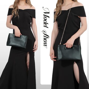 Елегантне клатч-гаманці для жінок, формальна вечірня сумочка зі шкіри, сумка на ланцюжку через плече, чорний колір