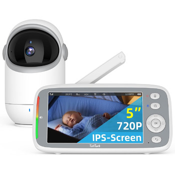 Монітор-няня з камерою, 5&39&39 720P IPS Монітор-няня з камерою Відео-няня з камерою з поворотною камерою Pan-Tilt 300 Монітор-нян