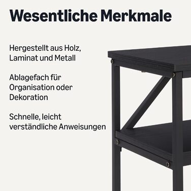 Прямокутний консольний столик Storeo Basics з полицею, сталевий каркас, 30 см (Г) x 100 см (Ш) x 80 см (В), чорний