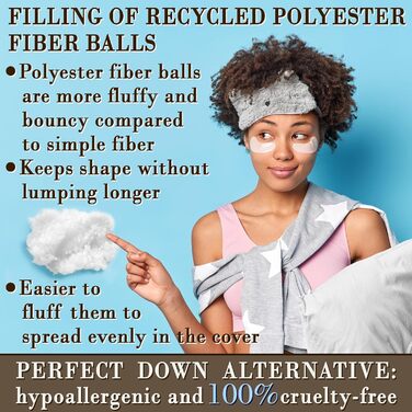 Бавовняні подушки FAM&39Home 65x65, 2 шт., дихаючі подушки, що можна прати, 65x65, подушки з порожнистого волокна з поліестеру, наповнювач для подушок, підходить для алергіків