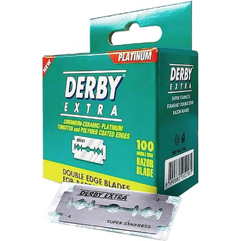 Леза безпечної бритви Derby Extra Double Edge, упаковка із 100 лез