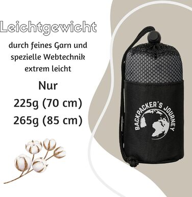 Ультралегкий (лише 225 г) підкладковий спальний мішок Backpacker&39s Journey виготовлений зі 100 бавовни. Гігієнічний спальний мішок без блискавки (без термоізоляції). Сірий. Ширина 85 см.