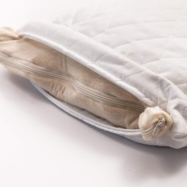 Подушка GIRAFFENLAND з органічного проса 40x80 см, стьобана біла, з додатковою органічною вставкою 40x80 см Plus