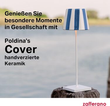 Абажур Zafferano Poldina, керамічний з ручним декором, сумісний з лампами Poldina, виготовлено в Італії, Ø13 x 10 см, колір білий у чорну смужку