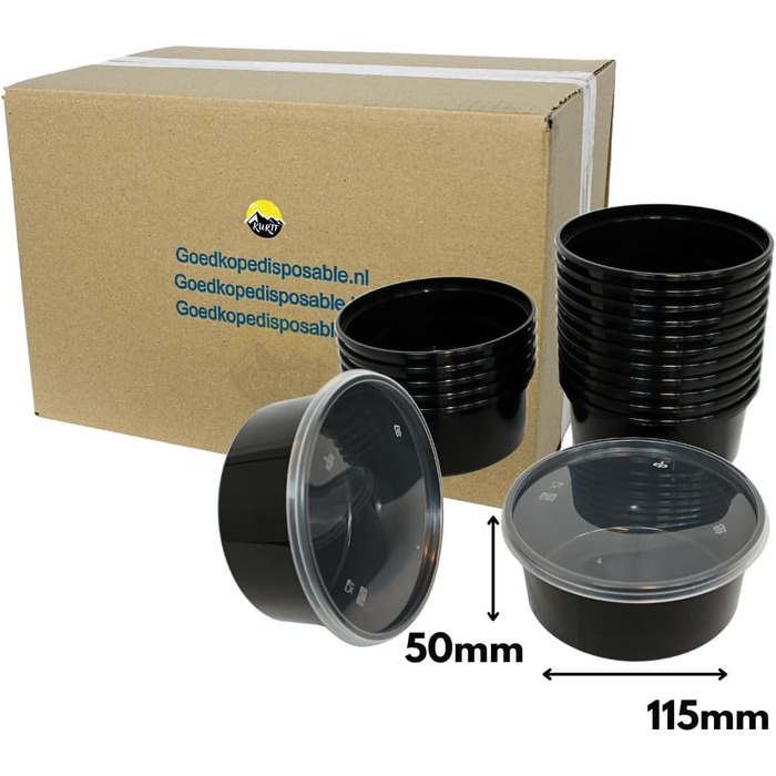 Набір контейнерів для зберігання їжі з кришками, 100 предметів, герметичні, багаторазові, можна використовувати в мікрохвильовій печі, можна мити в посудомийній машині (100, чорні, 350 мл) Чорний 350 мл 100