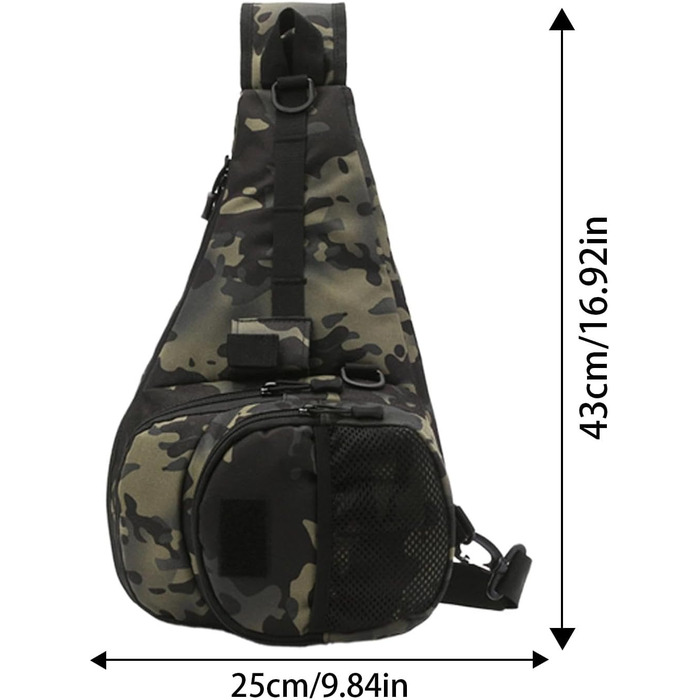 Рибальська сумка Alwida, рибальський рюкзак Водонепроникна сумка для зберігання через плече, тримач для снастей, регульований рюкзак для риболовлі на ремні з тримачем для вудки для камуфляжу для подорожей і походів