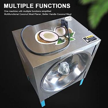 Комерційний подрібнювач скребків для кокосової терки, електрична терка для кокосових горіхів 300 Вт 50-60 шт. /год, нарізка кокосового горіха, вертикальний кокос для бізнесу з переробки кокосів, ресторан, пекарня