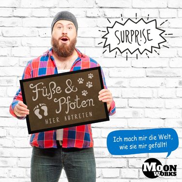 Килимок MoonWorks для дверей, лапки та лапи, протирати тут, кумедний напис &quotСобака кішка, власник домашнього улюбленця&quot, нековзний та миється, чорний, 60x40 см