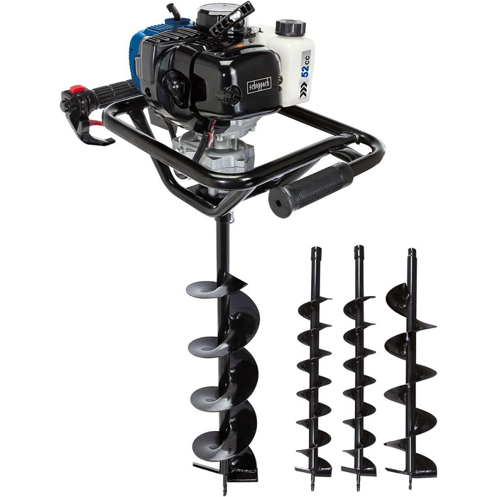 Бензиновий Бур для Землі Бур для Ям, Бур для Стовпів, Садовий Бур Довжина Бура 800 мм Зручний з Двома Ручками Потужність 1450 Вт Максимальний Діаметр Буріння 200 мм В Комплекті Бури 100, 150, 200 мм, 2000