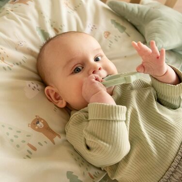 Дитяче ліжко roba 70x140 см Woodland Buddies Дитяче ліжко-трансформер з аксесуарами Вкл. матрац, балдахін та комплект постільної білизни 100x135 см Білий/Зелений Для немовлят та малюків Білий / Woodland Buddies