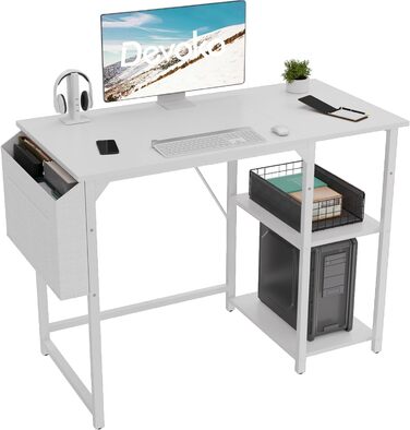 Комп'ютерний стіл Devoko зі зворотною полицею, 100-сантиметровий письмовий стіл з гачком для навушників, навчальний стіл в індустр