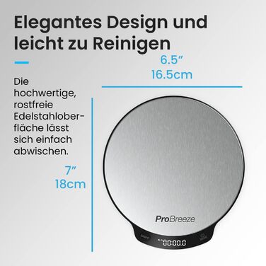 Цифрові кухонні ваги Pro Breeze до 5 кг - професійні цифрові ваги для точного вимірювання з точністю до 1 г, включаючи вимірювання