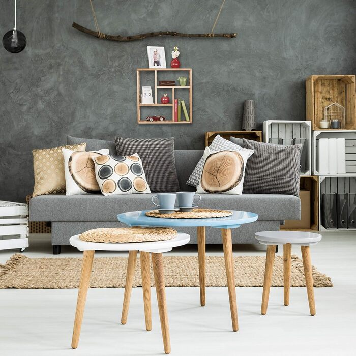 Настінна полиця для ванної Relaxdays, горіх, з 5 відділеннями, для ванної, передпокою та вітальні, В х Ш х Г 50 х 50 х 15 см, нату