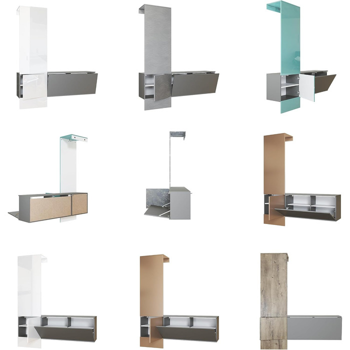 Вішалка для одягу Vladon Carlton Set 4, зроблено в Німеччині, настінна вішалка, що складається з декоративної панелі та підвісної