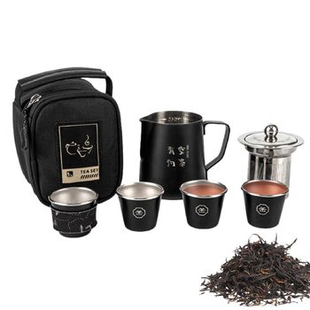 Набір для чаювання в дорозі Подорожній затишок портативний чайник з нержавіючої сталі для кемпінгу на 4 чашки, ідеальний для пікніків та грилю
