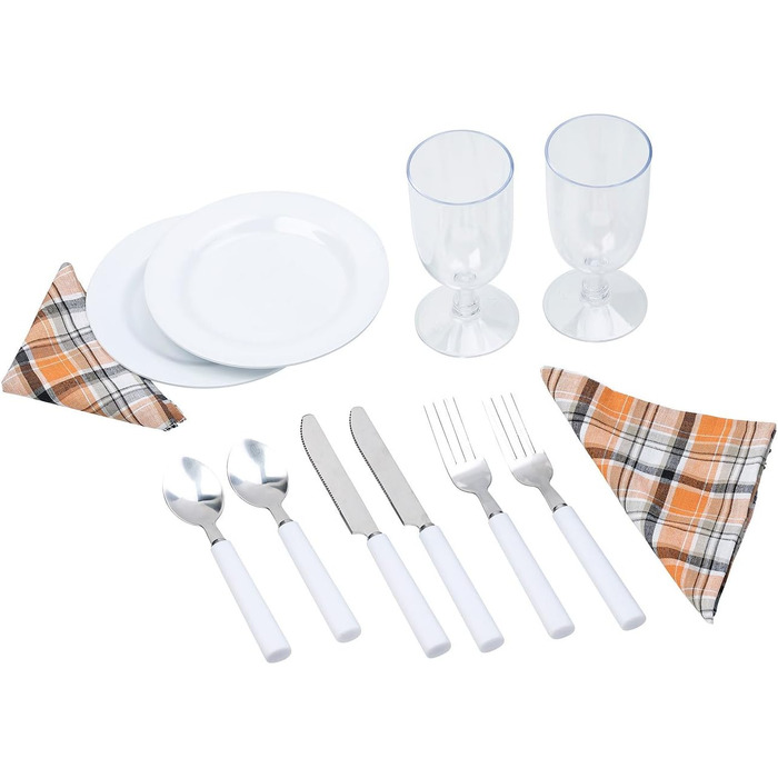 Набір посуду для пікніка PEARL Набір для пікніка на 2 особи склянки, серветки, тарілки, столові прибори (набір посуду, 2 особи, дорожній)