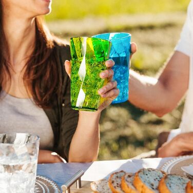 Набір склянок для води omada Design, упаковка з 4 кольорових пластикових склянок з прозорого акрилу (без вмісту бісфенолу), об'єм