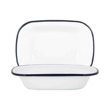 Тарілки для тортів та інших страв Argon Tableware з білої емалі - 20 см - темно-сині - упаковка з 2 шт.