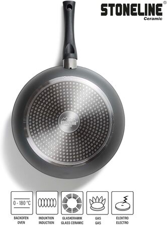 Керамічна сковорода STONELINE з кришкою 28 см Керамічна сковорода Індукційна сковорода з антипригарним покриттям з реальними части
