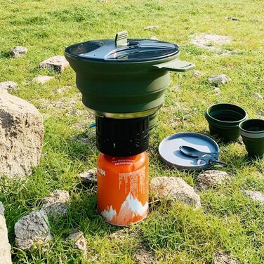 Набір із 2 складних силіконових мисок для приготування їжі, портативний, нержавіючий рюкзачний посуд для поїздок на природу, складний контейнер