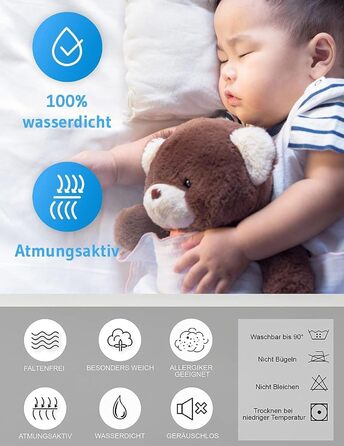 Водонепроникна бавовняна підковдра, підходить для виробів для нетримання, дихаюча та на блискавці, можна прати (синя, 135x200 см)