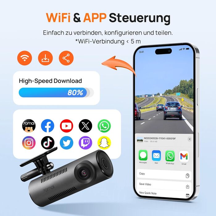 Для автомобілів M310, 1296P WDR автомобільна камера, супер нічне бачення, 24-годинний моніторинг паркування з керуванням через дод