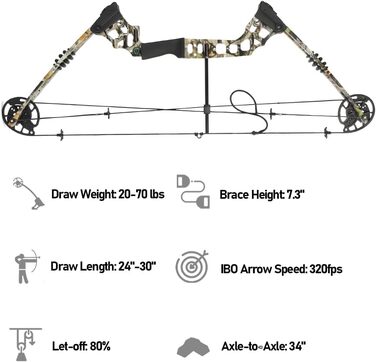 Набір складеного лука для дорослих початківців 20–70 lb – мисливський та спортивний лук з повним комплектом аксесуарів