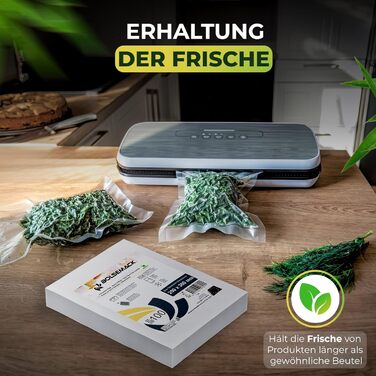 Вакуумні пакети BOLSEMACK 15x40см - Вакуумні пакети 100 шт. для всіх вакуумних упаковувачів та харчових вакуумних упаковок - Вакуумні пакети дуже міцні та стійкі до розриву - Вакуумні пакети харчові без BPA Тиснений пакет Вакуумна упаковка