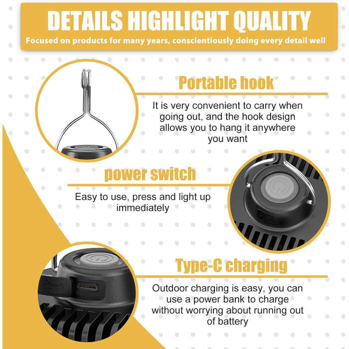 Акумуляторний кемпінговий ліхтар, 2 світлодіодні кемпінгові ліхтарі з гачком, водонепроникний, USB-акумуляторний кемпінговий ліхтар, підвісний світлодіодний кемпінговий ліхтар, ліхтар для кемпінгового намету для надзвичайних ситуацій у кемпінгу