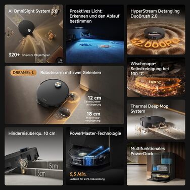 Робот-пилосос Dreame X60 Pro Ultra Complete з висувним рукавом UltraExtend, 42 000 Па