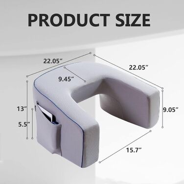 Подушка для читання, ергономічний стіл для колін, подушка для читання в ліжку, підлокітник для дивана, подушка для колін, подушка для читання, ігрова подушка, подушка для рук для дорослих - сіра