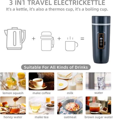 Чайник Дорожній чайник 12В 350мл Швидкий чайник Двошаровий термос з нержавіючої сталі для приготування молока, кави та чаю (80Вт ч