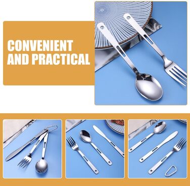 Дорожні столові прибори з нержавіючої сталі, кемпінгові столові прибори, посуд, 5 предметів з сумкою для пікніків, походів, барбекю