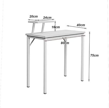 Комп&39ютерний стіл Невеликий робочий стіл Офісний стіл з дерев&39яного композиту та металевого каркасу, з підставкою, стіл для ПК та ноутбука Навчальний стіл для дому та офісу, 80 * 40 см, світлий дуб