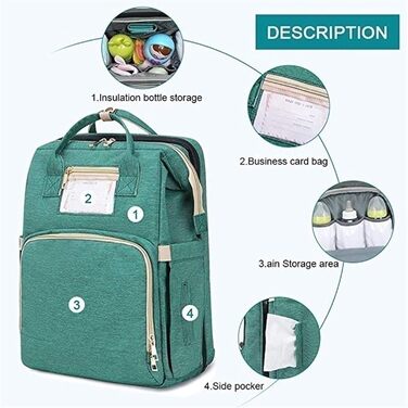 Портативний пеленальний мішок, багатофункціональний водонепроникний рюкзак для підгузників, дитяче ліжечко для подорожей дитяче лі