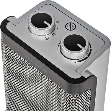 Керамічний PTC вентилятор-обігрівач - 1000/1500 Вт - 2 режими нагріву - Регульований термостат - Функція коливання - Захист від перегріву та перекидання - Сірий, 17GY -