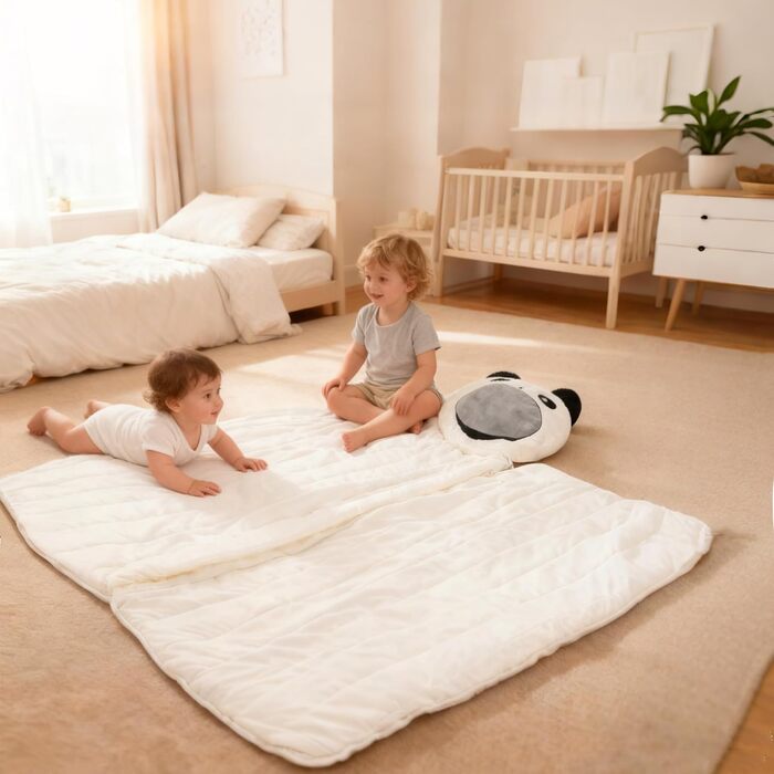 Дитячий спальний мішок 178 x 88 см, складний, дитячий спальний мішок з подушкою та блискавкою, м&39який теплий, багатофункціональний, ковдра для дитячого садка, спальний мішок чорно-білий