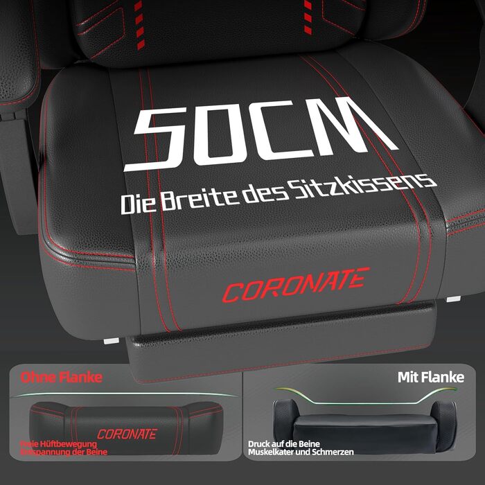 Ергономічне ігрове крісло з регульованою спинкою та функцією повороту на 360 - Офісне крісло для дорослих/молоді 150 кг, тканинне крісло з ПК червоного кольору для домашнього офісу/ігор