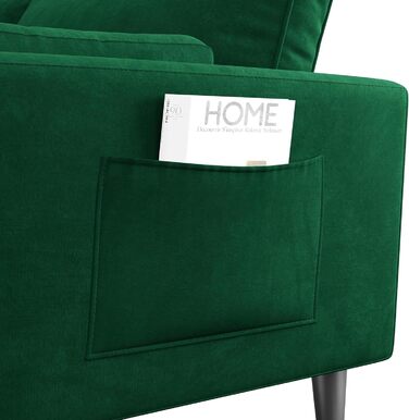 Одномісний диван Yaheetech, двомісний диван, невеликий диван з 2 подушками та підлокітниками, сучасний лляний диван-кутник, комплект диванів для вітальні, зелена оксамитова тканина