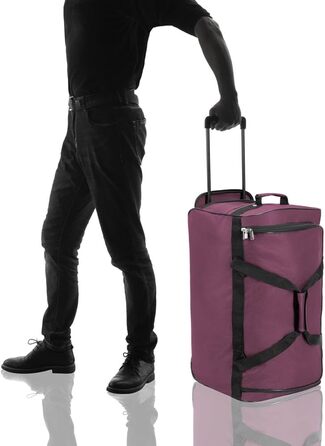 Валіза на колесах 85 літрів, функція тролі, телескопічна ручка, 70x36x34 см, стійкі ніжки, XL велика мяка сумка для подорожей, фіолетовий колір, 85л 70 x 36 x 34 см (ДxШxВ)