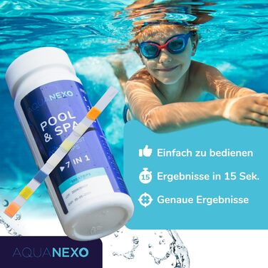 Тестових смужок для басейну Pool & Spa 7-в-1, Аксесуари для басейнів, Тестер для дитячих басейнів, Тестер води в басейнах, Тестер для басейну на pH та хлор, бром, лужність, CYA, загальну жорсткість, 100