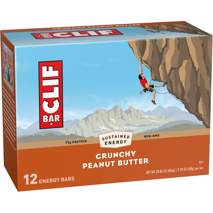 Енергетичні батончики Clif Bar Crunchy Peanut Butter, 12 батончиків / коробка Crunchy Peanut Butter 12 шт. (1 упаковка)