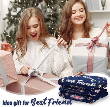 Подарунки для найкращої подруги, подарунки для дівчини, ковдра, подарунок на день народження найкращої подруги, найкраща подруга, пухнаста ковдра для найкращої подруги, 152 см x 127 см (темно-синій)