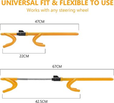 Блокування керма для автомобіля, Багатофункціональний кіготь керма, Кіготь керма для автомобіля з 2 ключами, Іммобілайзер автомобіль, Універсальний замок керма для автомобілів, Автофургони, Вантажівки, Позашляховик (жовтий)