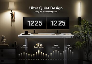 Стіл Claiks Glass з регульованою висотою 120x60 см, електричний, з можливістю сидіти/стояти, з міцною скляною стільницею, тихий двигун, для домашнього офісу та офісу, ергономічний дизайн для здорової роботи (білий) 120 x 60 см, білий