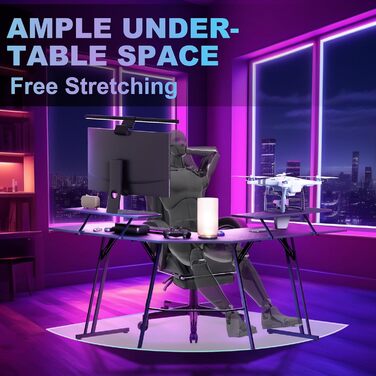 Подібний ігровий стіл, комп&39ютерний стіл з підставкою для монітора, кутовий стіл, ергономічний ігровий комп&39ютерний стіл, ПК-стіл для кабінету, спальні та офісу (Чорний - 50x140x73см) 140см, з підставкою для монітора