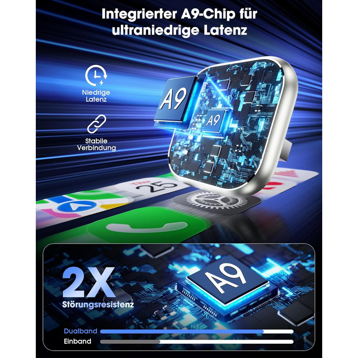 Бездротовий адаптер CarPlay з підтримкою GPS та навігації - Бездротовий CarPlay для автомобілів з 2016 року випуску, Wi-Fi 5 ГГц, автоматичне підключення, низька затримка, оновлення OTA (Gold)