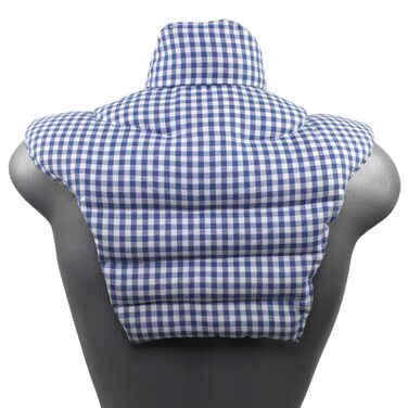 Подушка для шиї та шийного відділу хребта - шия плечі спина - синьо-біла - подушка для шиї з органічного зерна спельти - подушка з підігрівом - подушка з органічного зерна спельти для шиї та плечей