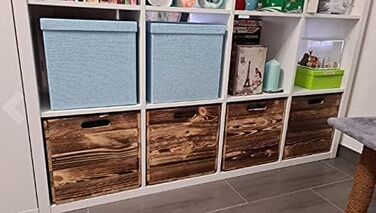 Гарні дерев&39яні кошики-коробки, підходять для Ikea Kallax, для зберігання шкільного приладдя / іграшок, нові, 37,5x32x32,5 см (полум&39яні), 4
